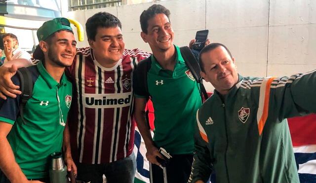 Fluminense llegó a Chile y fue recibido por sus hinchas. Foto: Prensa Fluminense