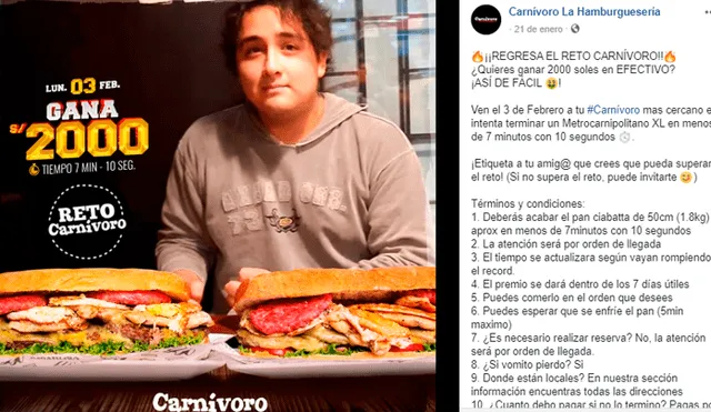 Facebook viral: restaurante peruano dará S/ 2000 a persona que coma su ‘mega sanguche’ en 7 minutos
