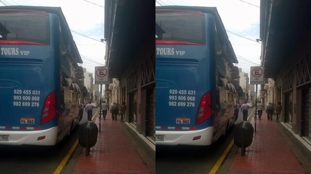 #YoDenuncio: bus estaciona en lugar prohibido pese a cartel de advertencia