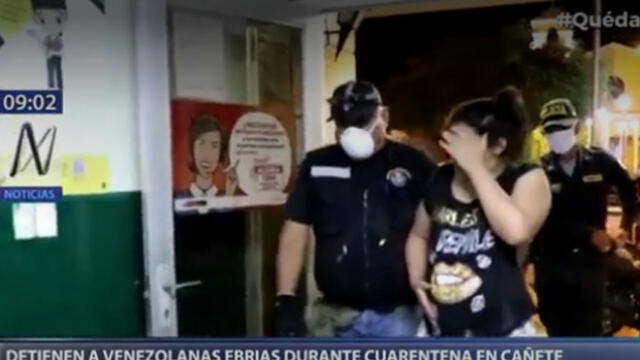 Cañete: detienen a extranjeras por beber licor durante toque de queda [VIDEO]