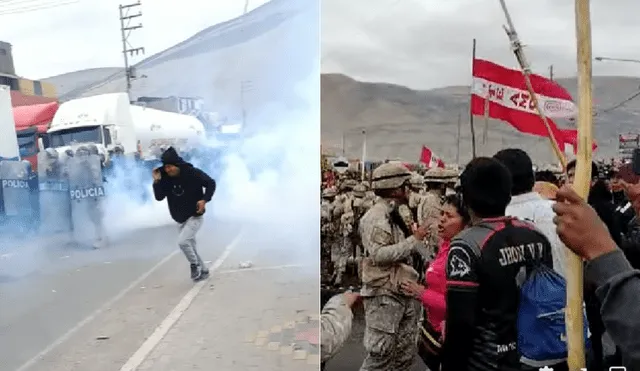 Enfrentamiento entre los manifestantes y autoridades. Foto: Captura de video/Radio La Voz