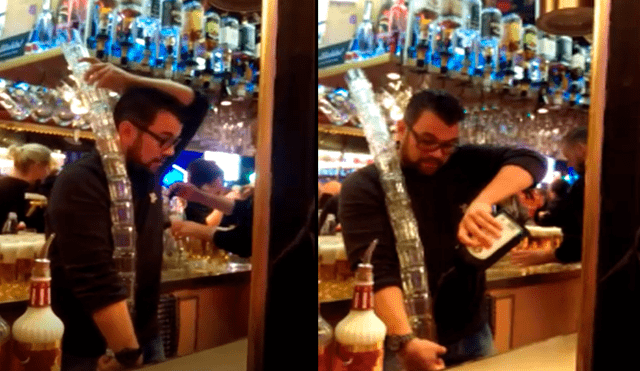 Facebook: barman sorprende a miles con su estilo para servir a veinte personas en un solo paso [VIDEO]