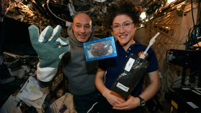 Christina Koch, astronauta de la NASA, y Luca Parmitano, de la Agencia Espacial Europea. Foto: Twitter