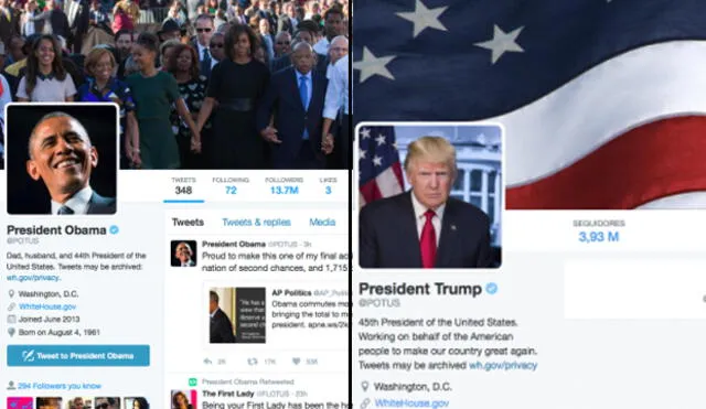 Donald Trump toma posesión de la cuenta de Twitter usada por Barack Obama