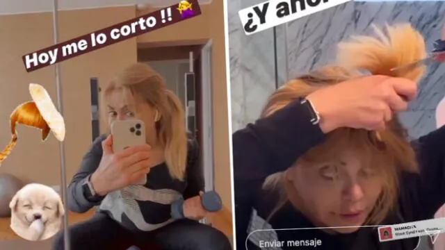 La conductora indicó en el video que se dio cuenta que su cabello había crecido demasiado mientras hacía ejercicios. (Foto: Captura Instagram)