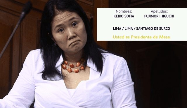 Vía Facebook: ¿Keiko Fujimori fue elegida como 'presidenta de mesa' por la ONPE? [FOTOS]