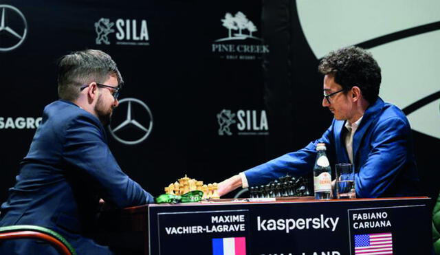 Fabiano Caruana, número 2 del mundo, no pasó del empate ante Maxime Vachier-Lagrave. Foto: FIDE.