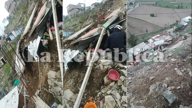 El derrumbe de un muro terminó por enterrar una precaria vivienda en el distrito de Tiabaya.