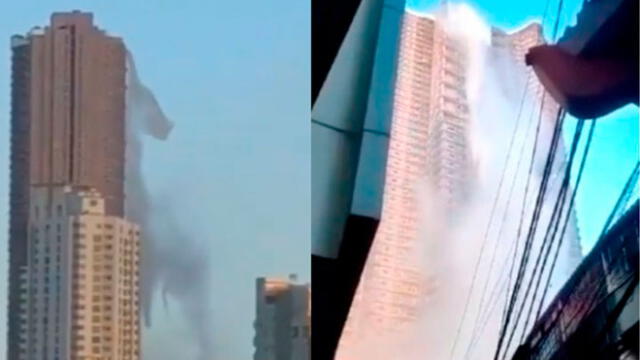 El temible momento en el que piscina de rascacielo se desborda por terremoto en Filipinas [VIDEO]