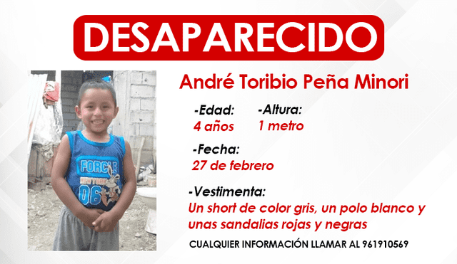 Menor de 4 años desapareció el pasado 27 de febrero. Foto: Composición