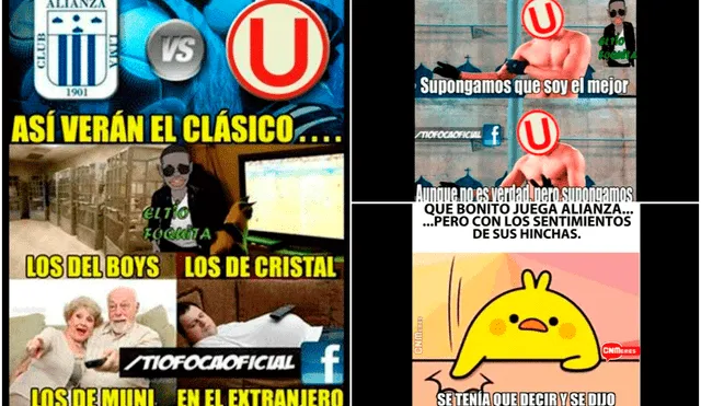 Los memes calientan la previa del clásico del fútbol peruano entre Universitario y Alianza Lima. | Foto: Facebook