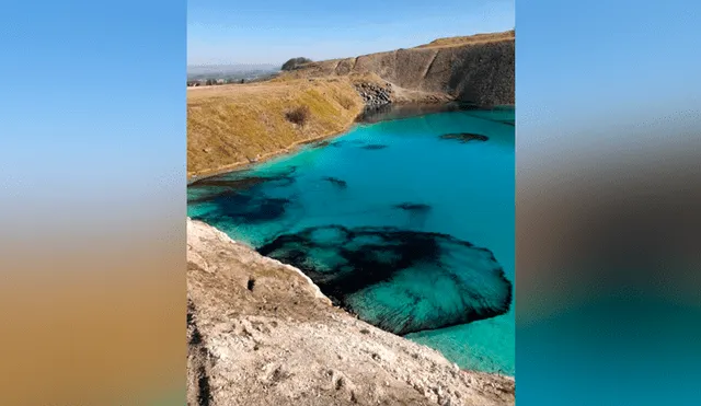 Desliza la imagen para ver el antes y después de la “Laguna azul”. (Foto: Policía de Buxton)