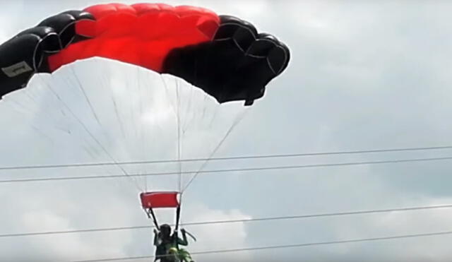 YouTube: Impactantes imágenes muestran la caída de una paracaidista sobre un tendido eléctrico