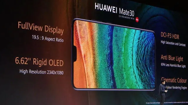 El Huawei Mate 30 llega con un panel OLED con una diagonal de 6,62 pulgadas.