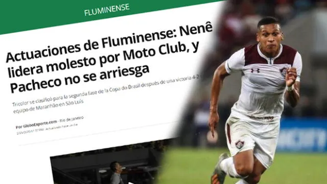 Prensa brasileña criticó actuación de Fernando Pacheco en su primera experiencia como titular ante Fluminense. Foto: Composición.
