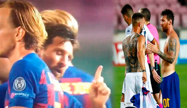 Lionel Messi le negó el saludo al colegiado del partido entre Barcelona-Napoli por Champions League. (FOTO: Composición La República).