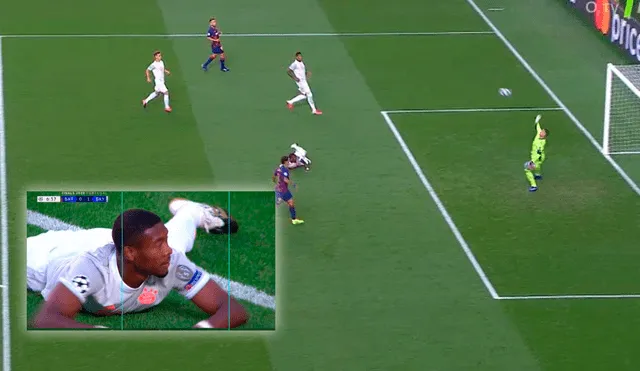 Autogol de David Alaba en el Barcelona vs. Bayern Múnich. Captura O2 Fotbal