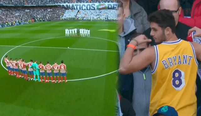 En la antesala del partido entre Real Madrid y Atlético se guardó un minuto de silencio en memoria del exbasquetbolista Kobe Bryant.