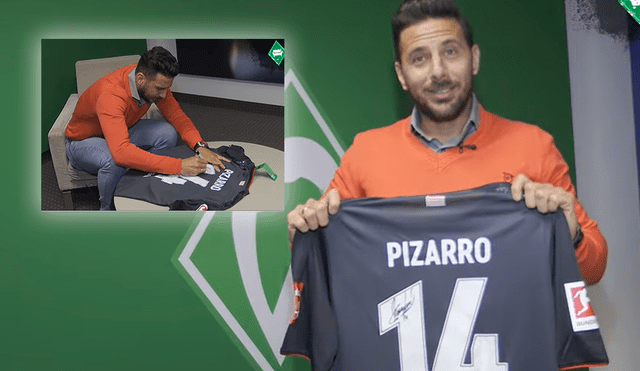 Claudio Pizarro subasta su camiseta del Bremen para ayudar a niños desfavorecidos del Perú. Captura: Deich Stube
