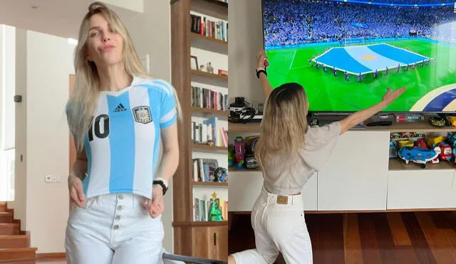 Juliana Oxenford celebró a todo pulmón la victoria de Argentina. Foto: composición LR/Juliana Oxenford/Instagram