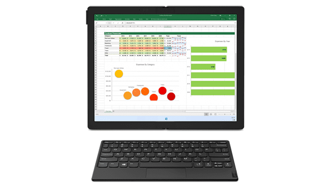 Así luce la nueva ThinkPad X1 Fold de Lenovo, la primera PC con pantalla plegable del mundo. | Foto: Lenovo