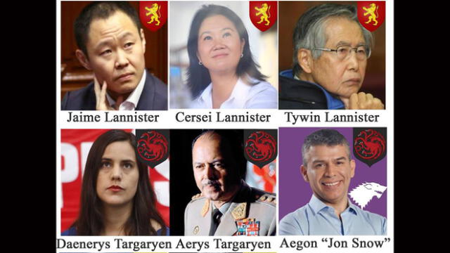 Facebook: comparan a cuestionados políticos con personajes de “Game of Thrones”
