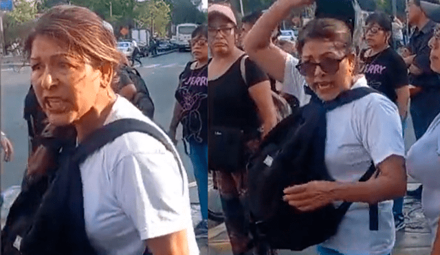 La mujer sostuvo una acalorada discusión con protestantes en el Centro de Lima. Foto: difusión Twitter