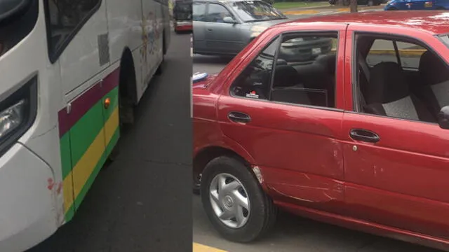 Choque entre bus y taxi ocurrió en la calle Punta del Este. (Fotos: Grupo La República)