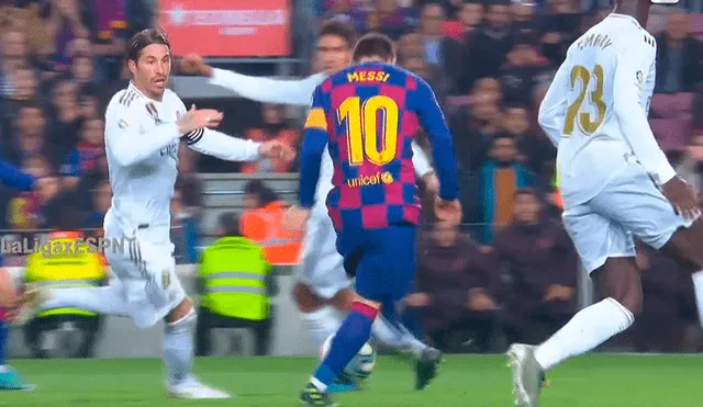 Lionel Messi tuvo la ocasión más clara del FC Barcelona para abrir el marcador ante el Real Madrid. | Foto: ESPN 2