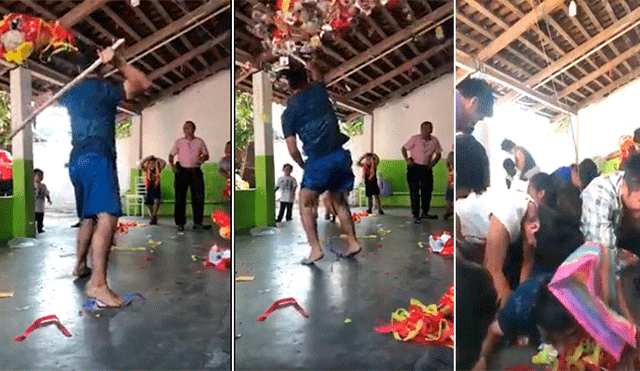 Facebook: Joven sorprende al mostrar su infalible táctica para coger todos los dulces de la piñata [VIDEO]
