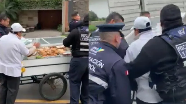 Serenos de Miraflores confiscan carrito de venta.