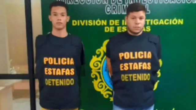 Daniel Ríos Coronil y Adrián Enrique Sobrino Villareal quisieron apropiarse de equipo tras hacer fraudulenta transacción. (Foto: PNP)