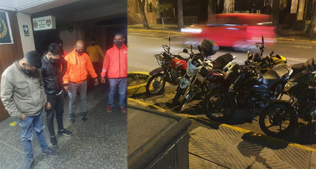 Intervenidos conducían sus unidades lineales con licencias falsificadas. Sus motos quedaron incautadas. Foto: Policía Nacional.