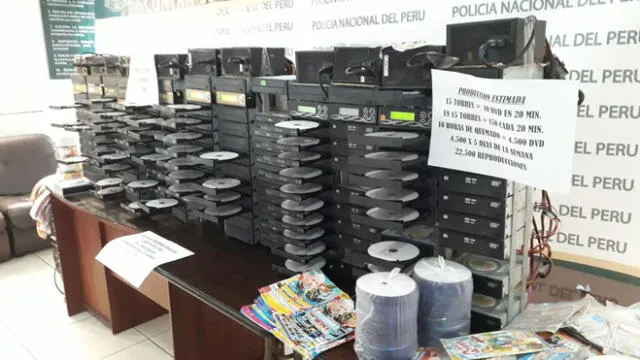 Policía Fiscal incauta laboratorio que abastecía de discos pirata al Hueco 