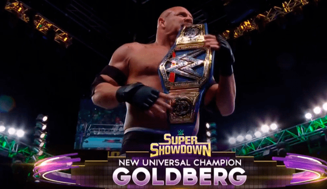 Goldberg derrotó a The Fiend Bray Wyatt y se coronó campeón Universal en WWE Super ShowDown. | Foto: Fox Action