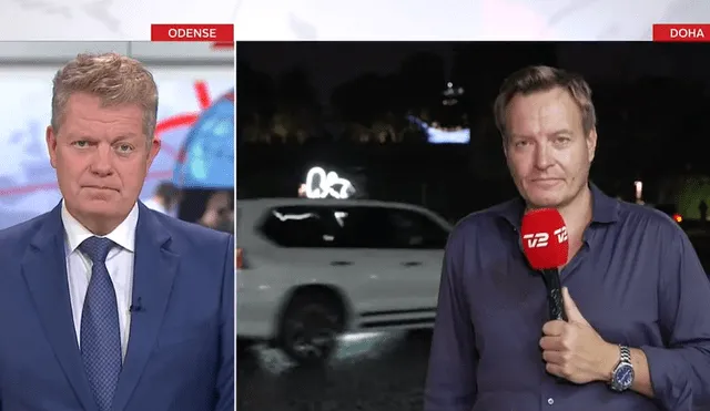 Autoridades de Qatar interrumpen transmisión de TV danesa. Video y foto: Twitter @RasmusTantholdt