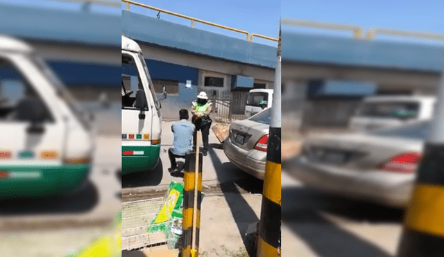 En Facebook: policía castiga con ejercicio físico a chofer de bus en Arequipa [VIDEO]