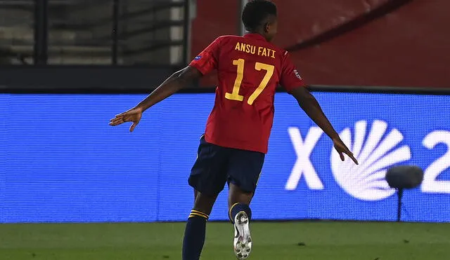 Ansu Fati se convirtió en el jugador más joven en anotar un gol en la selección española. Foto: AFP