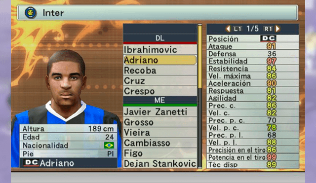 La habilidad de Adriano en PES 6 era de temer.