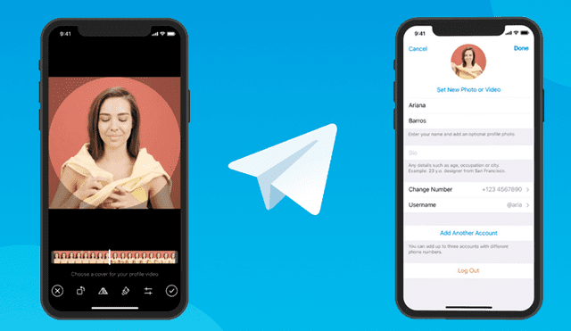 Telegram añade la función de video de perfil y transferir archivos de hasta 2 GB. Foto: composición La República.