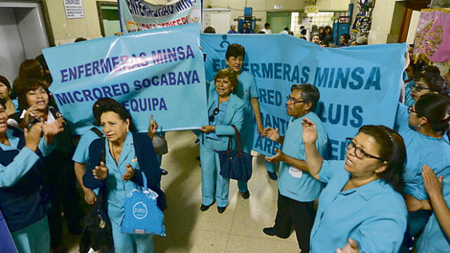 PROTESTA DE ENFERMERAS Y MEDICOS EN EL HOSPITAL HONORIO DELGADO