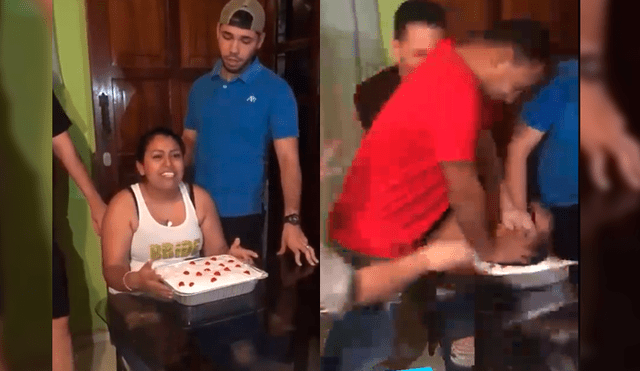 Facebook: quiso ‘morder’ su torta, sus amigos le juegan broma pesada y todo termina mal [VIDEO]