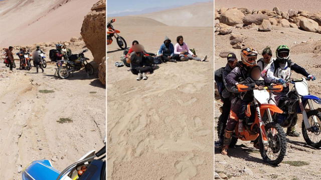 Motocilistas ayudaron a migrantes que cruzaban el desierto que une a Perú con Chile. Foto: Bastian Moreno