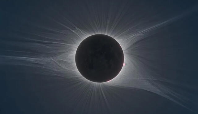 Corona de un eclipse total de Sol tomada en 2018. Foto: Nicolas Lefaudeux, Asociación Salvadoreña de Astronomía