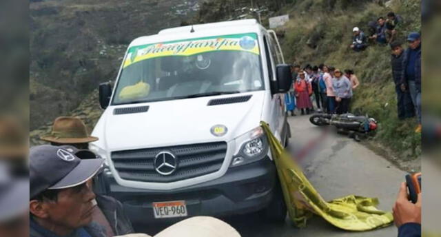Un muerto deja choque entre motocicleta y minivan en vía Juliaca -  Sandia.