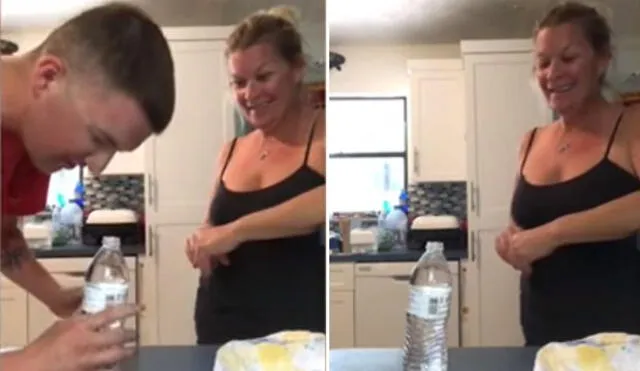 YouTube: Quiso burlarse de su mamá con broma de la botella de agua, pero recibió de su propia medicina