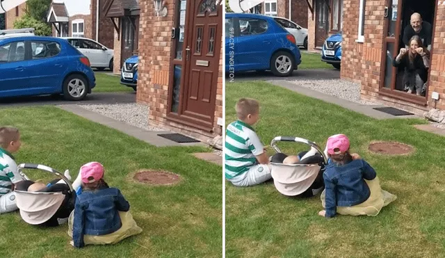 A través de Facebook se hizo viral el tierno momento en que unos niños visitan a sus abuelo en medio de la cuarentena.