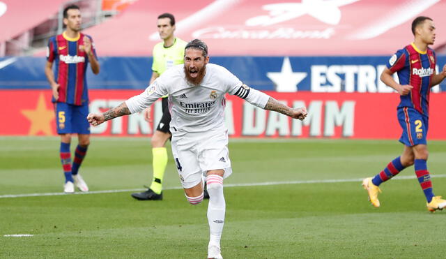 Sergio Ramos anotó el segundo tanto de Real Madrid en el clásico español. Foto: Real Madrid