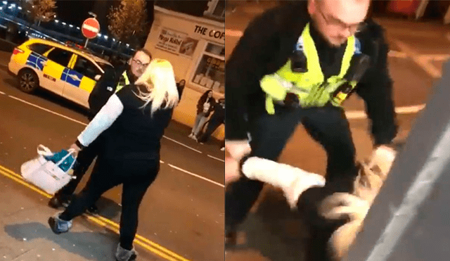 Mujer ebria molesta a policía y este la reduce de una cachetada [VIDEO]