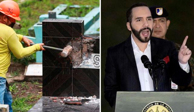 De momento el gobierno no ha precisado cuántas lápidas de miembros de pandillas han sido destruidas. Foto: composición LR - AFP